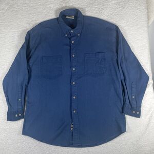 Vintage Montbell Shirt Mens Large Blue Ripstop Waffle Pockets Button Camp Hiking